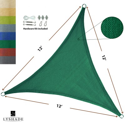 LyShade 12' x 12' x 12' Triangle Sun Shade Sail Canopy with Stainless Steel Hardware Kit - UV Block for Patio and Outdoor   